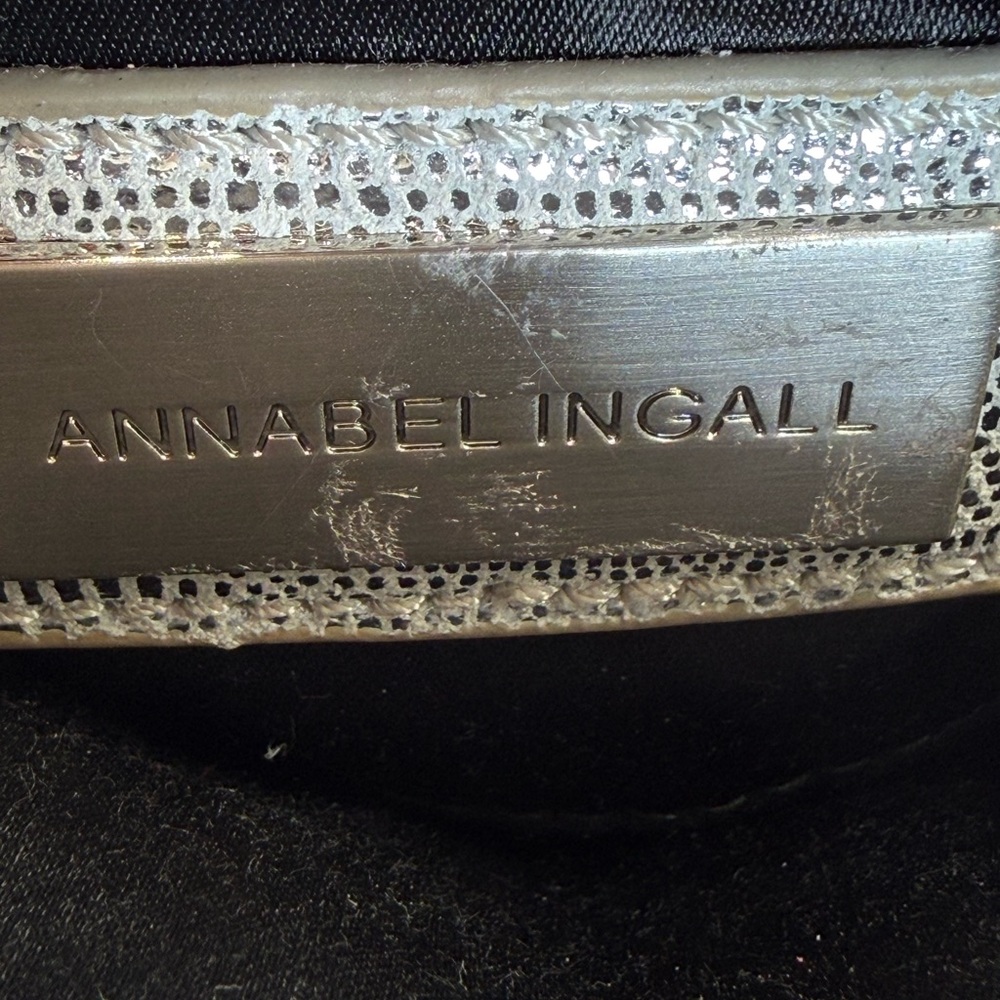 Annabel Ingall Platinum Lame' Leather Convertible Clutch Bag - Picture 14 of 17